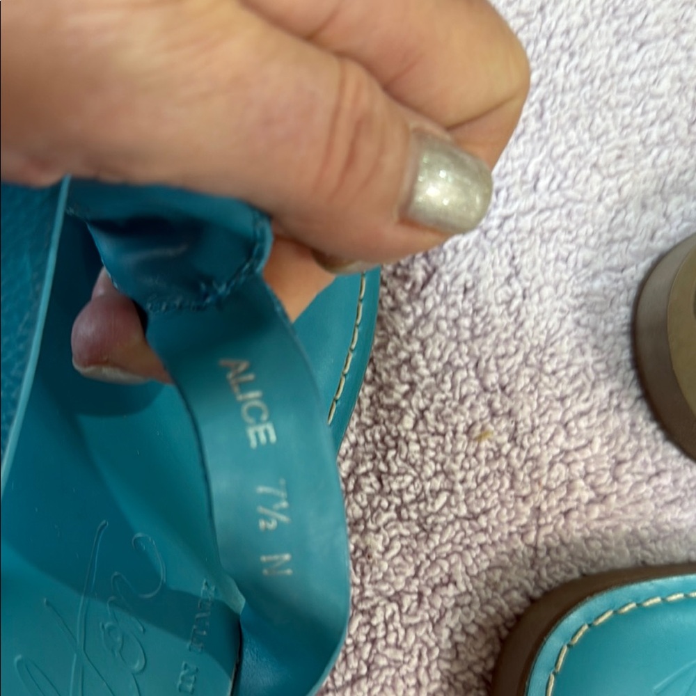 Brighton Blue Sandals with Intricate Metallic Ornaments - Picture 4 of 5